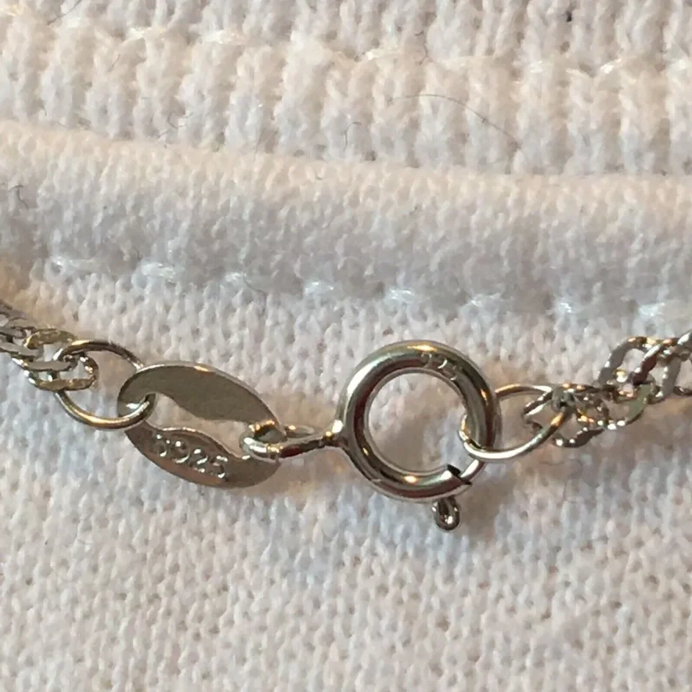 Cross Necklace Sterling Silver Cubic Zirconia Pendant 925 17in Twist Chain